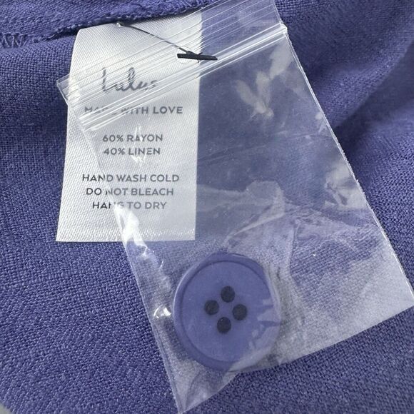 Lulus Linen Blend Wide-Leg Trouser Pants Size M Dark Blue Lagenlook Old Money - Picture 11 of 11